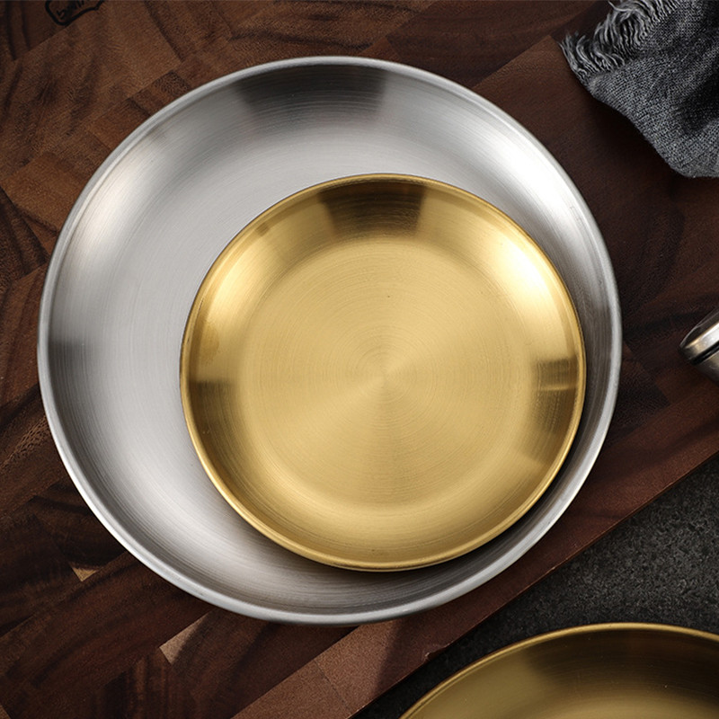 Farfurii Tavă rotundă îngroșată din oțel inoxidabil Farfurie pentru prăjituri cu fructe Vase cu oase Tavi pentru decorare grătar Veselă de bucătărie de uz casnic