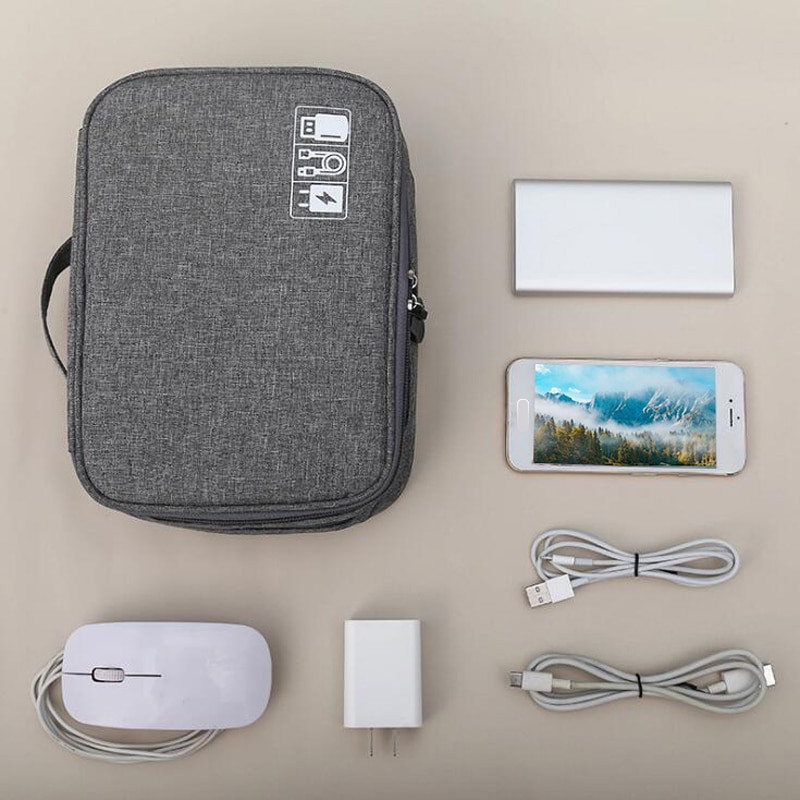 Prenosné puzdro na úschovu dátových káblov, organizér na digitálne USB zariadenia, nabíjacie káble, kozmetické puzdro na zips, vodotesný organizér