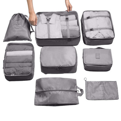 Органайзер за куфар Комплект чанти Комплект от 8 органайзера за багаж за пътуване Опаковъчни кубчета Дамски органайзери за опаковане за пътуване Комплект за