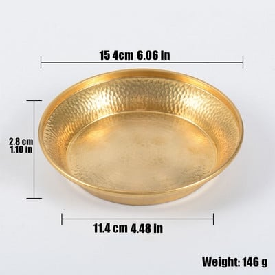 Budhistický medený tanier Manza 15,4 cm, priaznivý tibetský mosadzný tantrický tanier, uctievanie Budhu, stolný tácok, darček pre domácich majstrov, dekoratívne