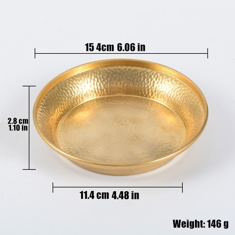Budhistický medený tanier Manza 15,4 cm, priaznivý tibetský mosadzný tantrický tanier, uctievanie Budhu, stolný tácok, darček pre domácich majstrov, dekoratívne