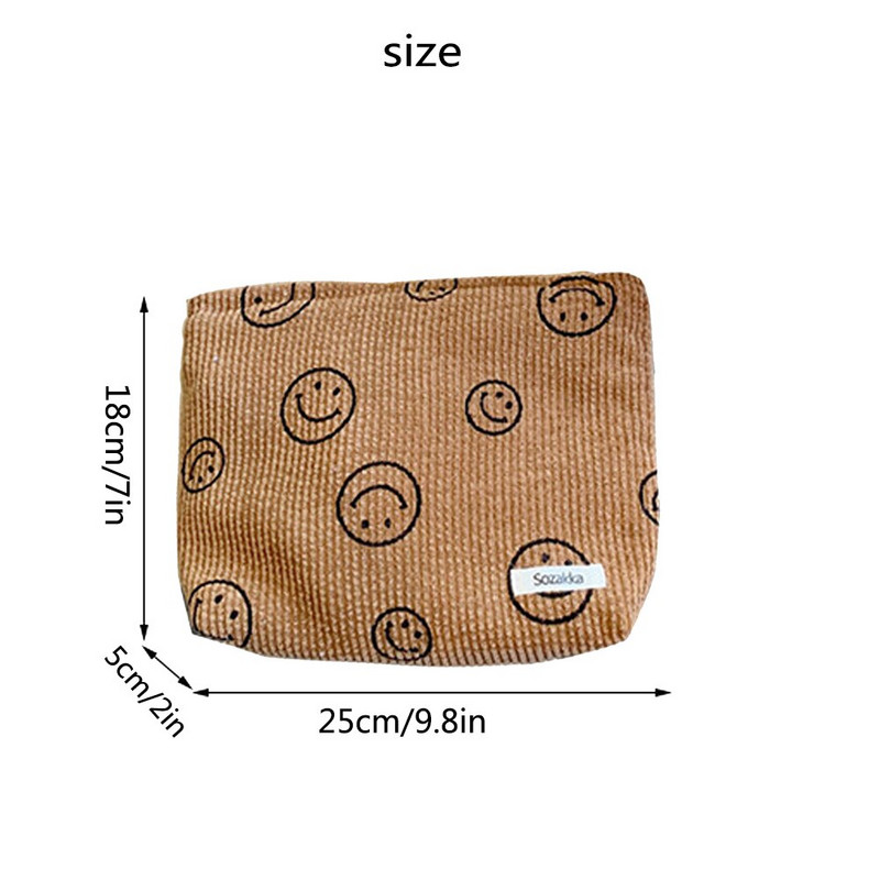 Moteriškas velvetinis kosmetikos krepšys Moteriškos rankinės Smiley Polka Dot rankinės Organizatorius Sandėliavimo makiažo krepšys Mergaičių pieštukų dėklas Krepšiai