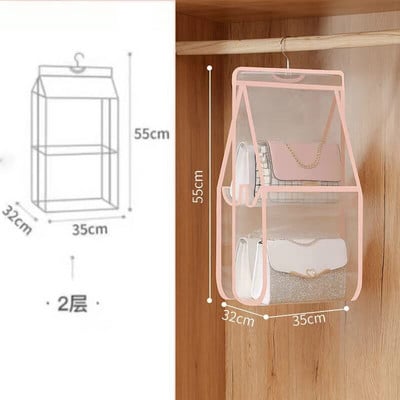 Függő kézitáska-rendező Ruhásszekrény Szekrény Átlátszó Tárolótáska Ajtaja Összehajtható Átlátszó Különféle cipőtáska akasztós tasakkal