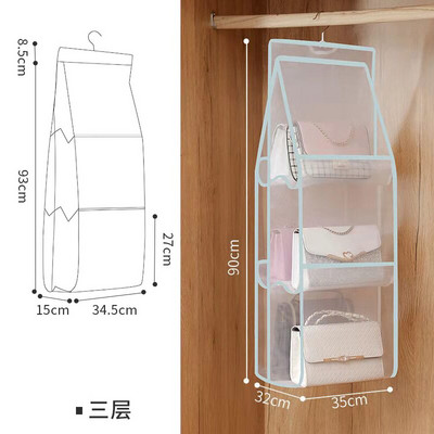 Függő kézitáska-rendező Ruhásszekrény Szekrény Átlátszó Tárolótáska Ajtaja Összehajtható Átlátszó Különféle cipőtáska akasztós tasakkal