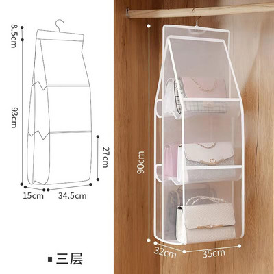 Függő kézitáska-rendező Ruhásszekrény Szekrény Átlátszó Tárolótáska Ajtaja Összehajtható Átlátszó Különféle cipőtáska akasztós tasakkal