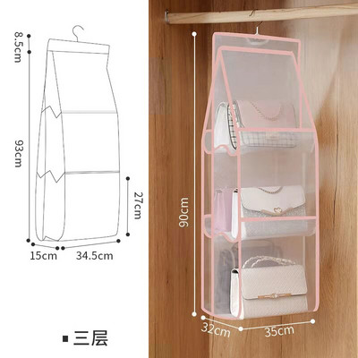 Függő kézitáska-rendező Ruhásszekrény Szekrény Átlátszó Tárolótáska Ajtaja Összehajtható Átlátszó Különféle cipőtáska akasztós tasakkal