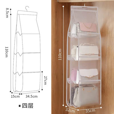 Függő kézitáska-rendező Ruhásszekrény Szekrény Átlátszó Tárolótáska Ajtaja Összehajtható Átlátszó Különféle cipőtáska akasztós tasakkal