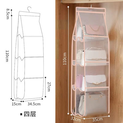 Függő kézitáska-rendező Ruhásszekrény Szekrény Átlátszó Tárolótáska Ajtaja Összehajtható Átlátszó Különféle cipőtáska akasztós tasakkal