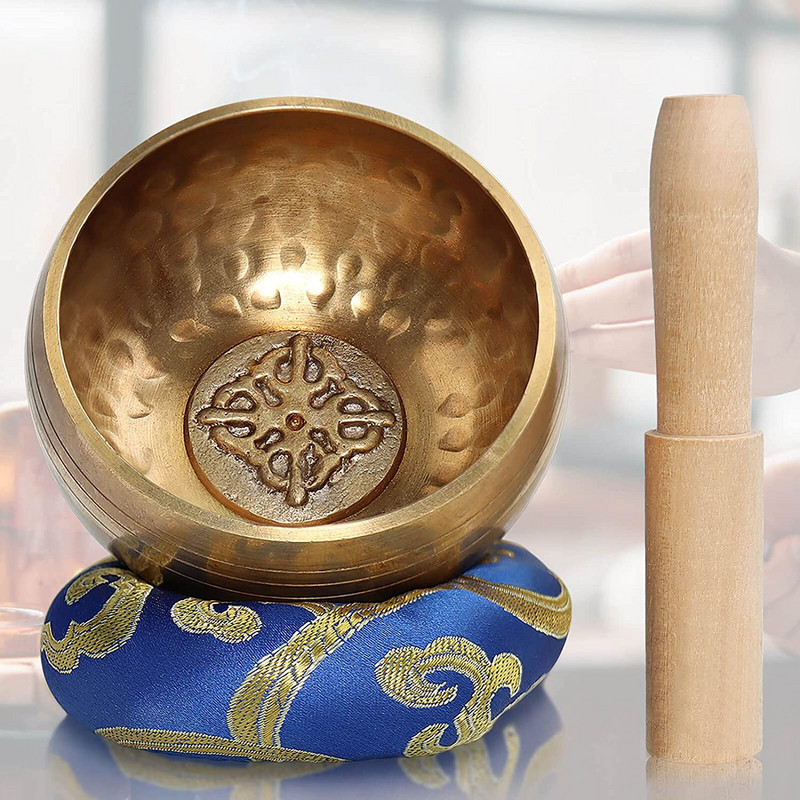 8 cm-es vadzsra éneklő tál párnapálcikával Tárolótáska Tibetan Bowl szett meditációs jógához Hanggyógyítás