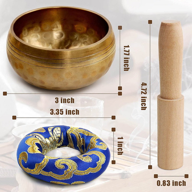 8 cm-es vadzsra éneklő tál párnapálcikával Tárolótáska Tibetan Bowl szett meditációs jógához Hanggyógyítás