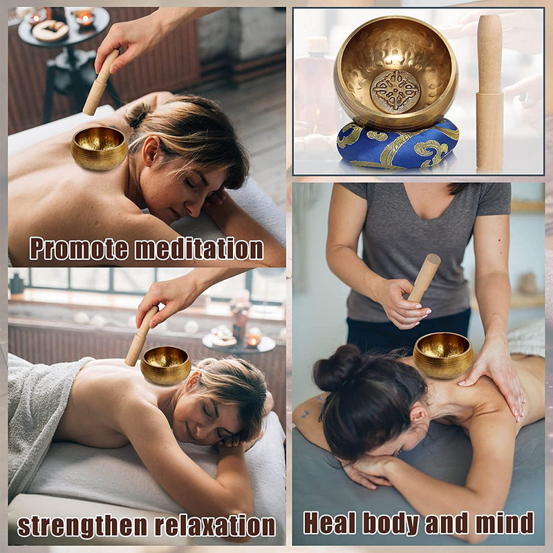 8 cm-es vadzsra éneklő tál párnapálcikával Tárolótáska Tibetan Bowl szett meditációs jógához Hanggyógyítás