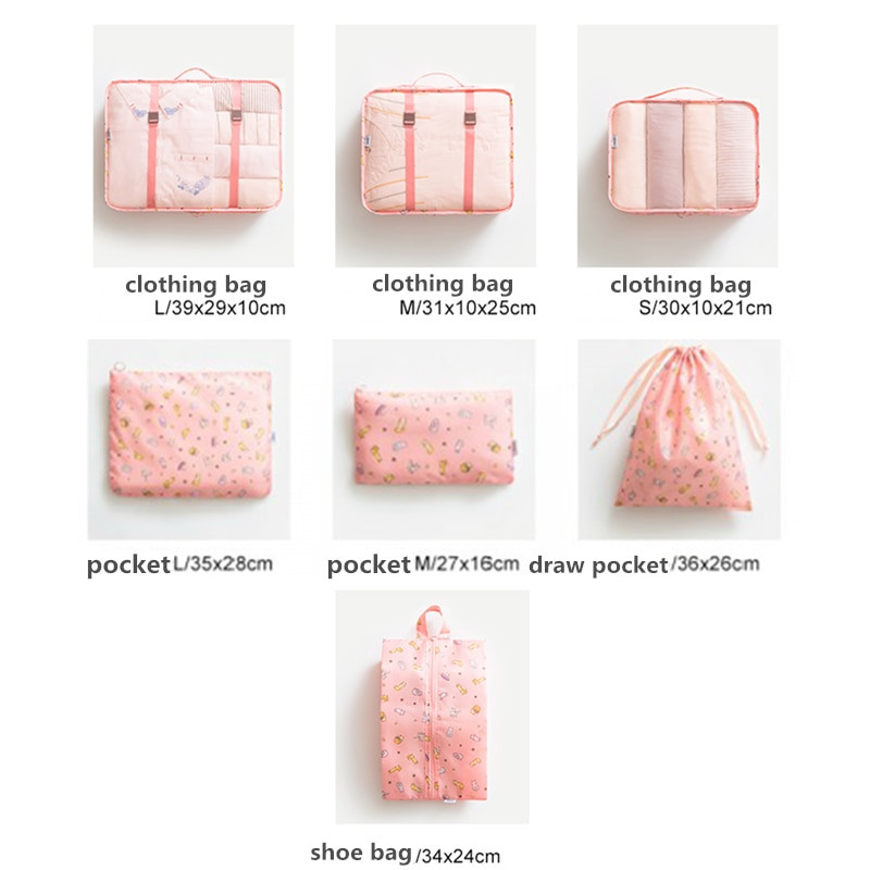 Noi 7 bucăți/set saci de depozitare de călătorie pentru haine, lenjerie de corp, pantofi, valiza, organizator, sac de sortare bagaje, pungă pentru rufe Club de ambalare
