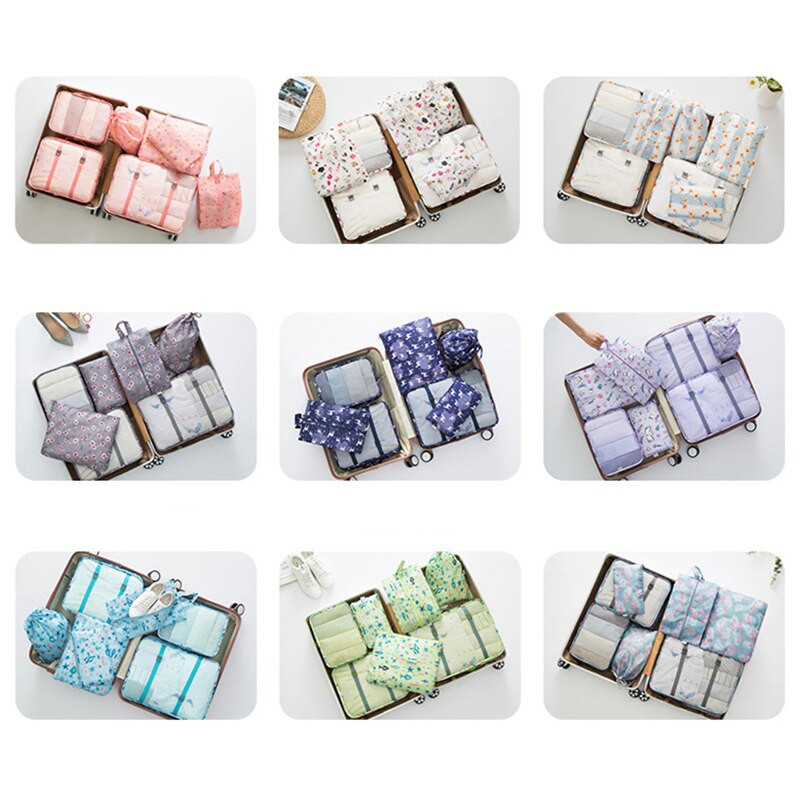 Noi 7 bucăți/set saci de depozitare de călătorie pentru haine, lenjerie de corp, pantofi, valiza, organizator, sac de sortare bagaje, pungă pentru rufe Club de ambalare