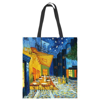 Van Gogh Art Olejomaľba Úložná nákupná taška Grafická roztomilá unisex plátno Cestovný organizér Módne tašky cez rameno pre nakupujúcich