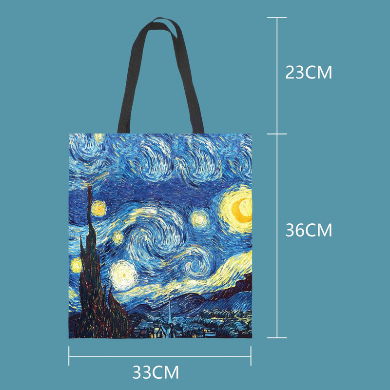 Van Gogh Art Olejomaľba Úložná nákupná taška Grafická roztomilá unisex plátno Cestovný organizér Módne tašky cez rameno pre nakupujúcich