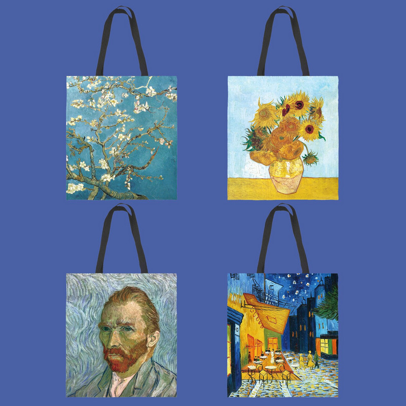 Van Gogh Art Olejomaľba Úložná nákupná taška Grafická roztomilá unisex plátno Cestovný organizér Módne tašky cez rameno pre nakupujúcich