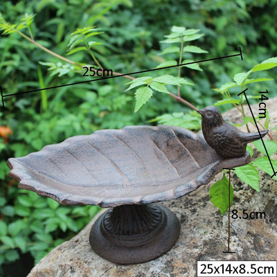 Antikvarinis kaimiškas lapų ketaus lesyklėlė su apvaliu pagrindu ūkio namų akcentais Rankų darbo sunkiojo metalo laikymo dubuo su kojelėmis lapų lėkštė