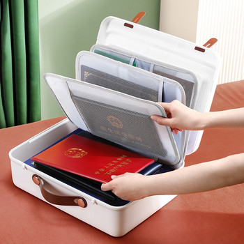 Чанта за съхранение на документи Голям капацитет Водоустойчиво куфарче за домашно съхранение За паспортни билети Сейф за важни файлове Функционална кутия