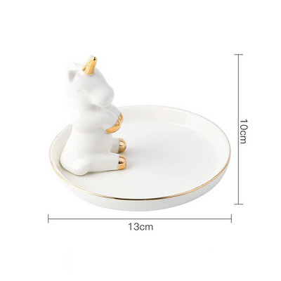 Nordic Aranyos Állatok Növények Ékszertartó Kerámia Kawaii Szarvas Flamingó Fülbevaló Kijelző Tároló Tálca Tartály Otthoni dekoráció