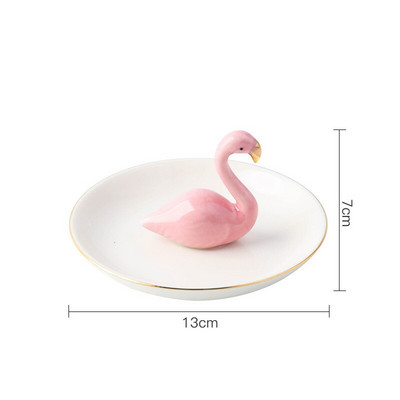 Nordic Aranyos Állatok Növények Ékszertartó Kerámia Kawaii Szarvas Flamingó Fülbevaló Kijelző Tároló Tálca Tartály Otthoni dekoráció