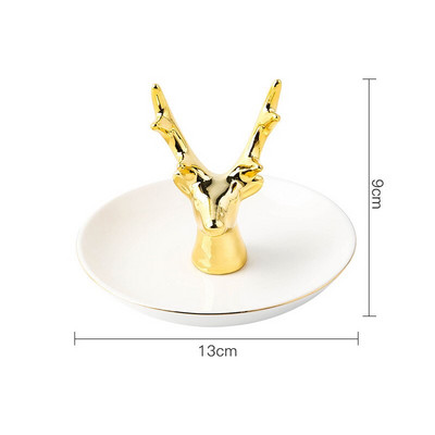 Nordic Aranyos Állatok Növények Ékszertartó Kerámia Kawaii Szarvas Flamingó Fülbevaló Kijelző Tároló Tálca Tartály Otthoni dekoráció