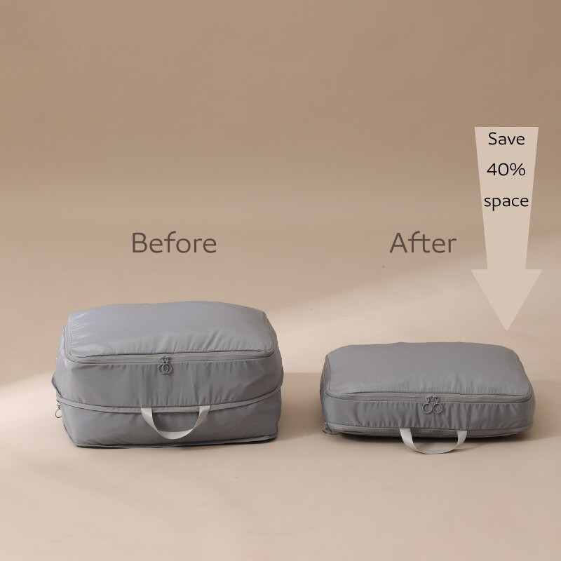 2 bucăți cuburi de comprimare pentru ambalare bagaje organizator de valiză de capacitate mare pliabil pentru haine de călătorie geanta puffer jachetă depozitare dulap