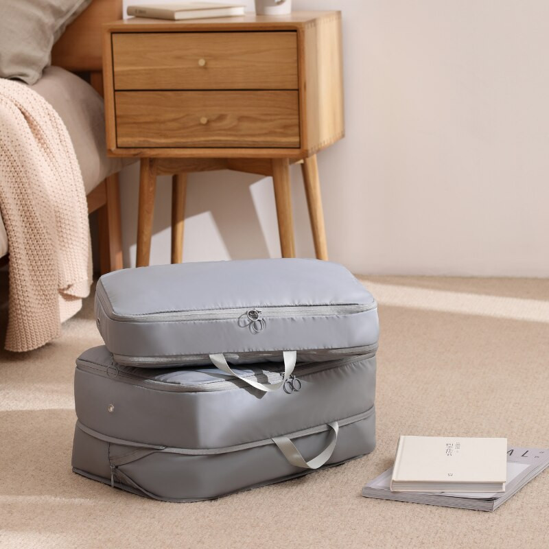 2 bucăți cuburi de comprimare pentru ambalare bagaje organizator de valiză de capacitate mare pliabil pentru haine de călătorie geanta puffer jachetă depozitare dulap