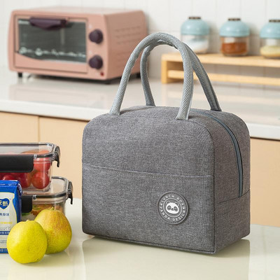 Termo taška na obed pre mužov a ženy, módna sivá taška z oxfordskej látky, hliníková fólia, izolačná taška cez rameno, vodotesná pikniková taška