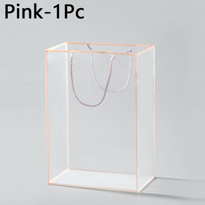 Átlátszó virágcsokor táska virágos csomagolótáska műanyag négyszögletes ablakos kézi ajándéktáska, 2 szín