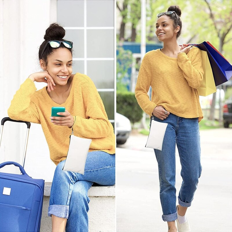 10 bucăți pungi pentru sublimare, 7,87 x 5,5 inchi, pungi de machiaj cu transfer termic cu șnur pentru transfer termic prin sublimare