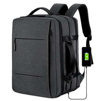 Μεγάλη χωρητικότητα επεκτάσιμη ανδρική τσάντα φόρτισης USB Τσάντα ανδρικού φορητού υπολογιστή Αδιάβροχη τσάντα επαγγελματικού ταξιδιού πίσω Πακέτο αποσκευών