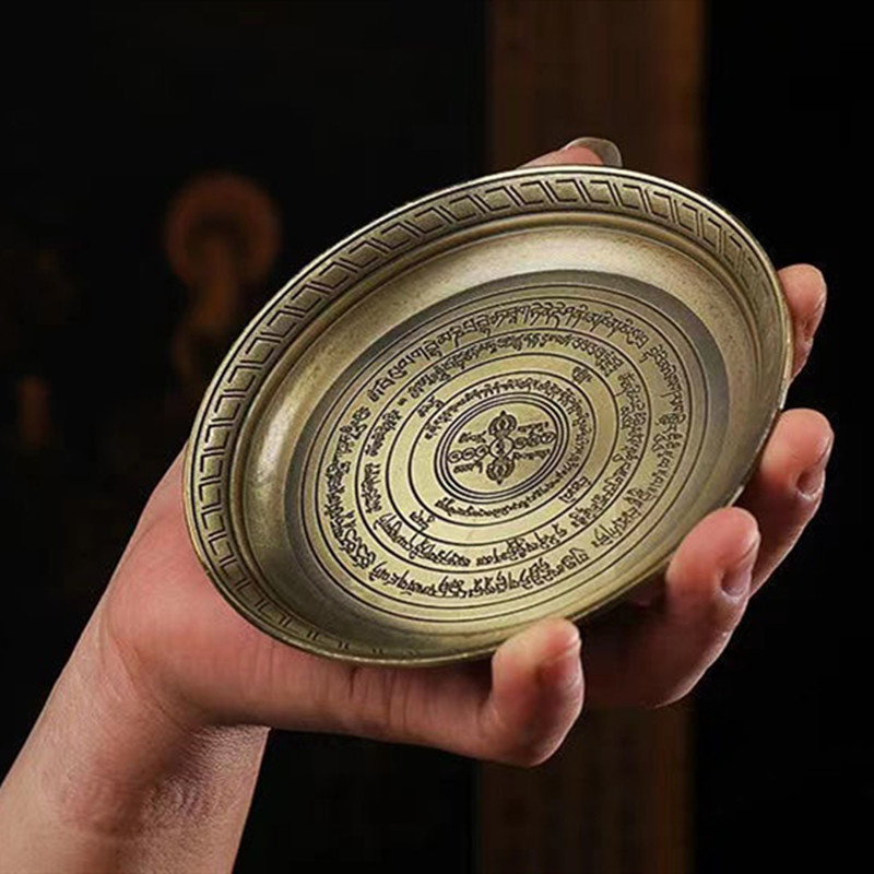 Tibetská multifunkčná zliatinová retro kadidlo, gravírovanie, oheň, 13 cm, oltárna, mandala, dym, kadidlo, pec