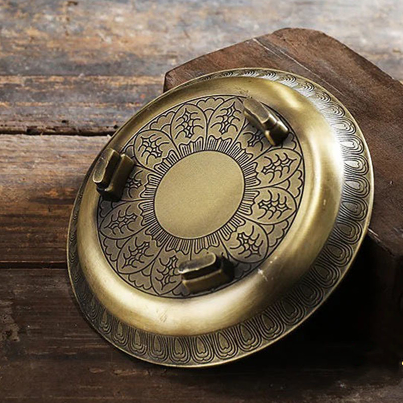 Tibetská multifunkčná zliatinová retro kadidlo, gravírovanie, oheň, 13 cm, oltárna, mandala, dym, kadidlo, pec