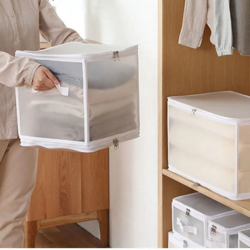 Домакинска прозрачна пластмасова кутия за съхранение в прост стил Сгъваем органайзер за дрехи Кутия за съхранение на играчки с голям капацитет
