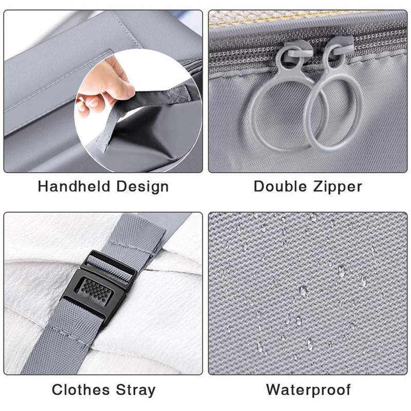 Set 6/8/9 bucăți Cuburi de ambalare de călătorie, cuburi multifuncționale Organizator de bagaje Geantă de compresie de călătorie impermeabilă