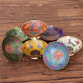 Bol de băut pictat din alamă, păun colorat de bun augur, cană tibetană creativă cu apă sfințită, bol budist, cadou pentru acasă, decorativ