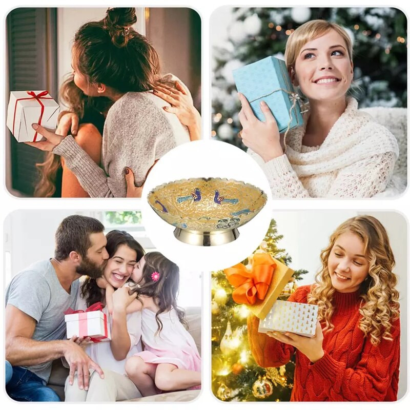 Bol de băut pictat din alamă, păun colorat de bun augur, cană tibetană creativă cu apă sfințită, bol budist, cadou pentru acasă, decorativ