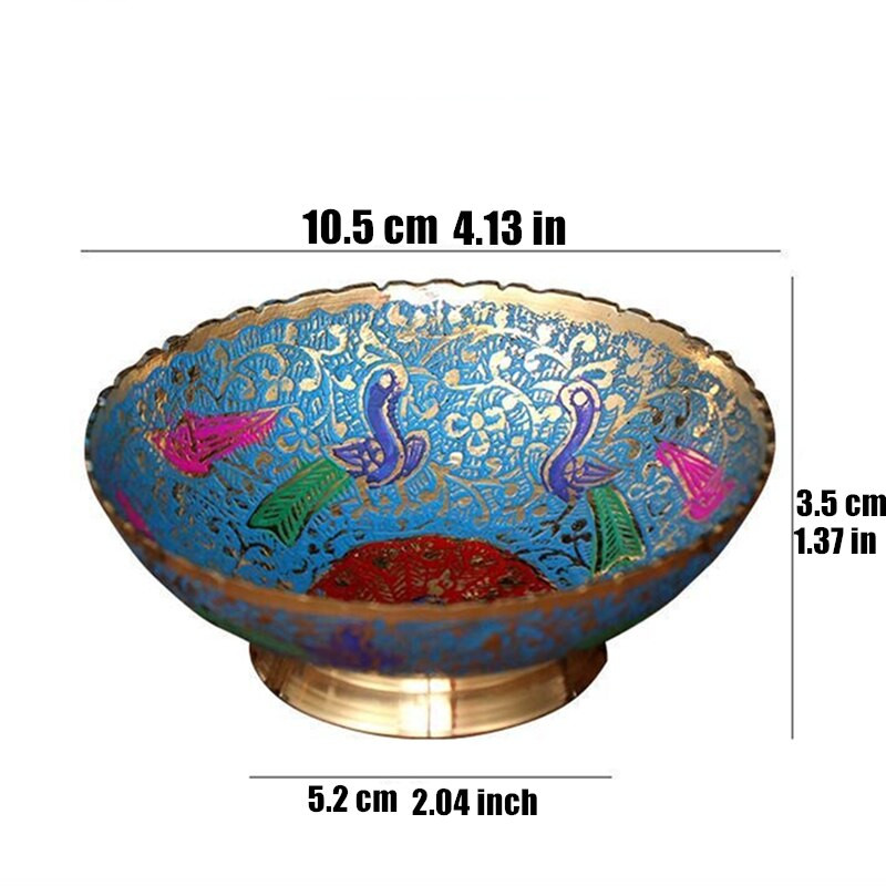 Bol de băut pictat din alamă, păun colorat de bun augur, cană tibetană creativă cu apă sfințită, bol budist, cadou pentru acasă, decorativ