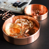 Nordic Style Retro tárolótálca Arany vastagított rézlemez kerek fém tányér Ékszerek Comstics Tároló dekoratív dísz