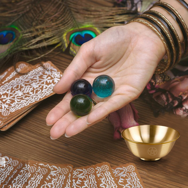 Réz felajánló tál oltár felajánló tál Triple Moon Pentacle Réz tálak Dekoratív tibeti buddhista tál jóga meditációhoz