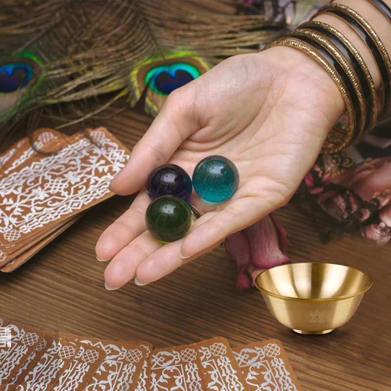 Réz felajánló tál oltár felajánló tál Triple Moon Pentacle Réz tálak Dekoratív tibeti buddhista tál jóga meditációhoz