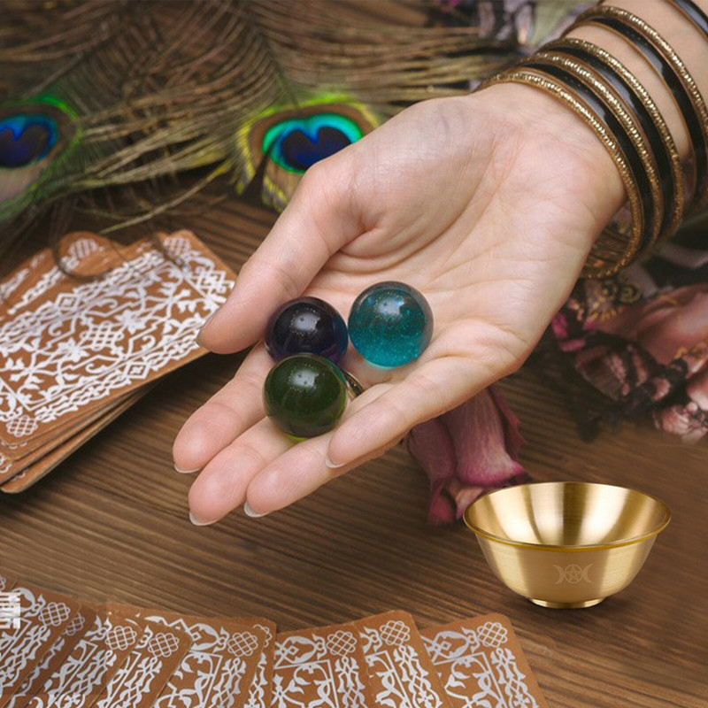 Réz felajánló tál oltár felajánló tál Triple Moon Pentacle Réz tálak Dekoratív tibeti buddhista tál jóga meditációhoz