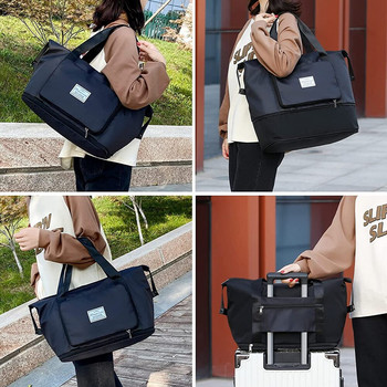 Сгъваема чанта за съхранение с голям капацитет, сгъваема чанта, пътни чанти, ръчна чанта за носене на багаж, водоустойчива чанта за фитнес Дамски чанти за рамо
