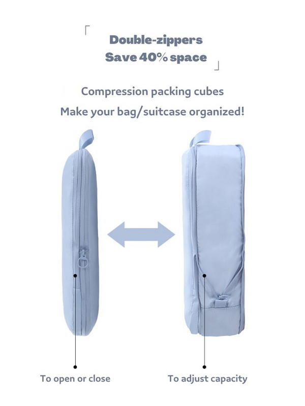 2 buc. Cuburi de ambalare cu compresie de călătorie Geantă Valisă portabilă Organizatoare de haine Cutii impermeabile pentru depozitarea bagajelor Saci cu sertar
