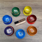 Nepal bol cântând tibetan lucrat manual castron budist cu sunet set boluri cântând 7 boluri meditație yoga castron cântând sonerie pentru cules de urechi