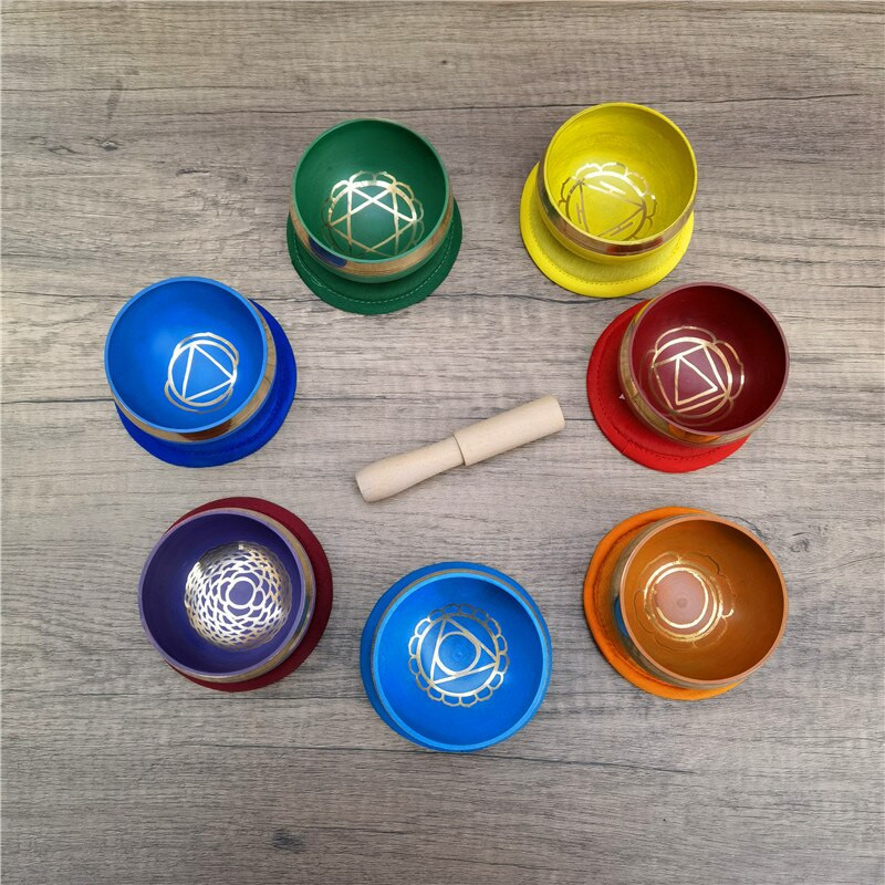 Nepal bol cântând tibetan lucrat manual castron budist cu sunet set boluri cântând 7 boluri meditație yoga castron cântând sonerie pentru cules de urechi