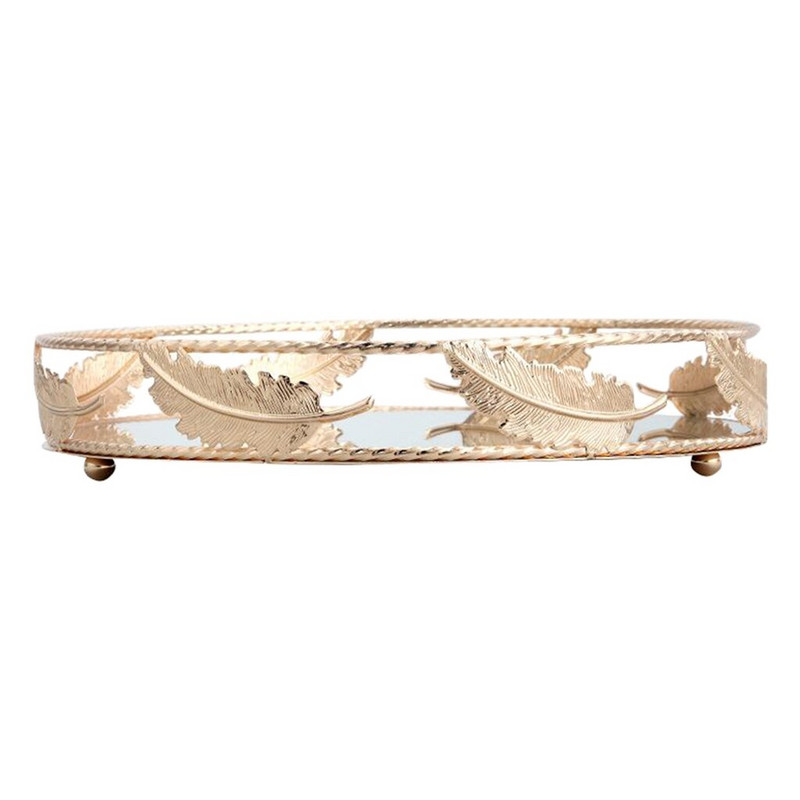 Kerek tükörlap Dekoratív Kozmetikai Tárolótálca Ékszer Szervező Tálca Esküvői Dekoráció Kézművesség