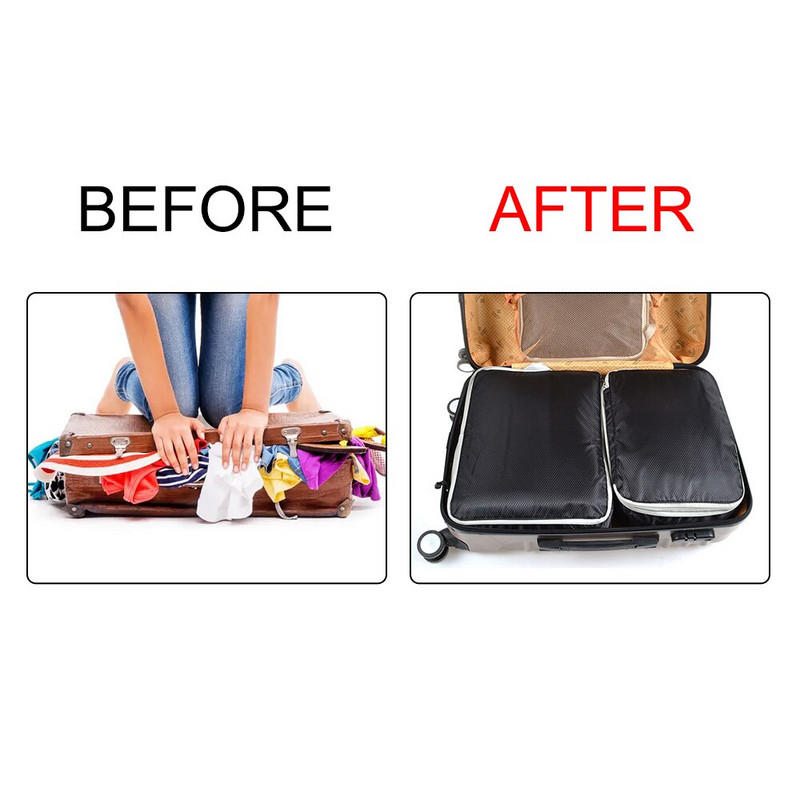 Geantă de depozitare pentru călătorie, cu fermoar dublu, pentru bagaje portabil, cu economie de spațiu, cub de ambalare, modele multiple, haine, pantofi, pungă organizată