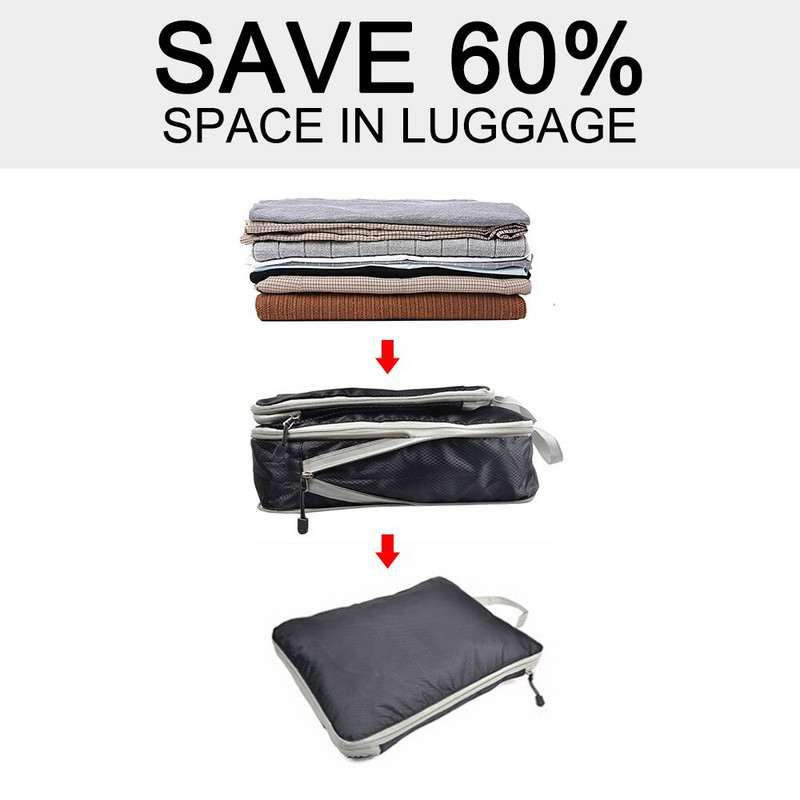 Geantă de depozitare pentru călătorie, cu fermoar dublu, pentru bagaje portabil, cu economie de spațiu, cub de ambalare, modele multiple, haine, pantofi, pungă organizată