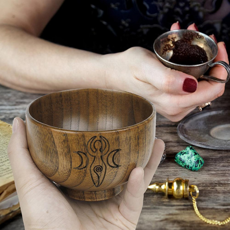 Oltárová misa Ručne vyrobené drevené misky Rituálny riad Obrad Mesiac Veštenie Astrologický nástroj Stolová hra pre veštenie z čarodejníctva